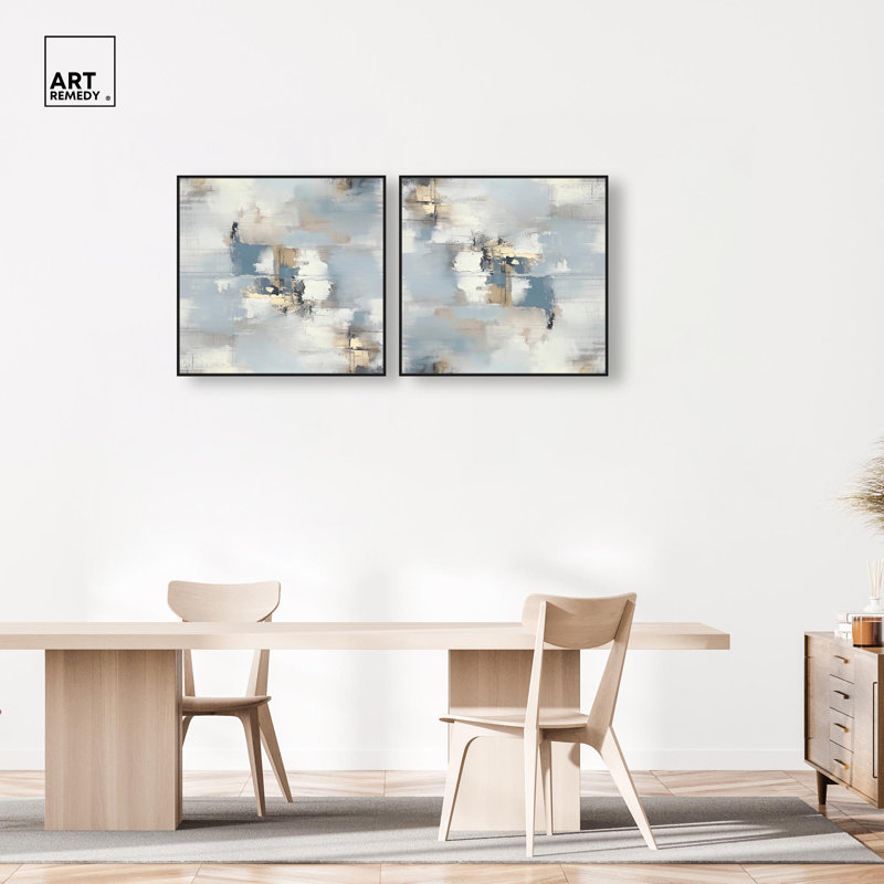 «Forms of Feeling Set Canvas Modern Abstracts» par Art Remedy, H 31 po x l 31 po, Cadre noir