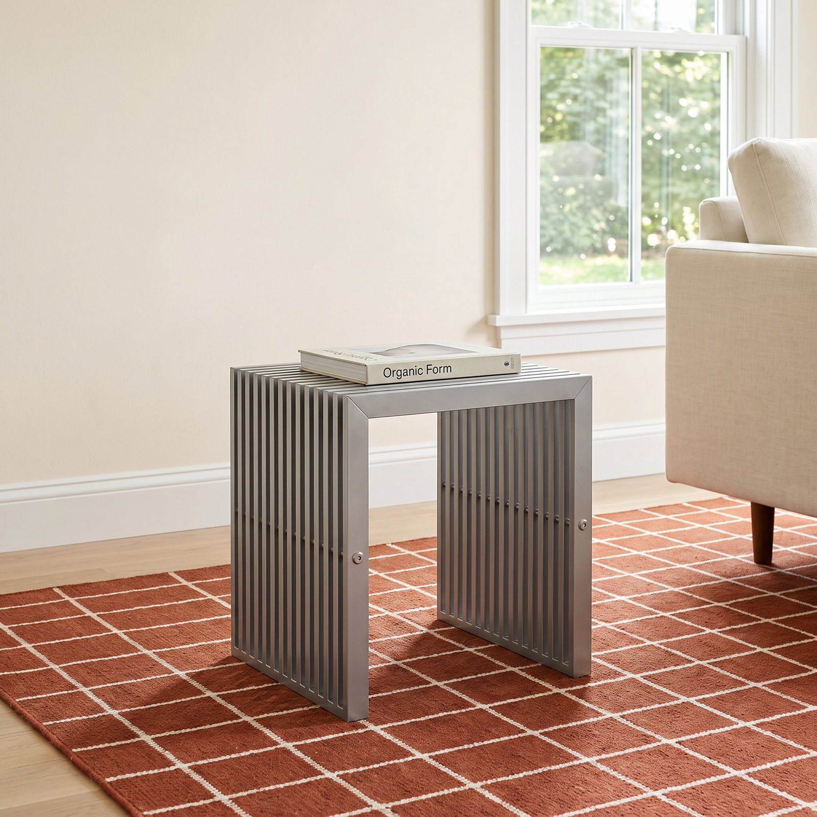 Jules Vanity Stool, Silver