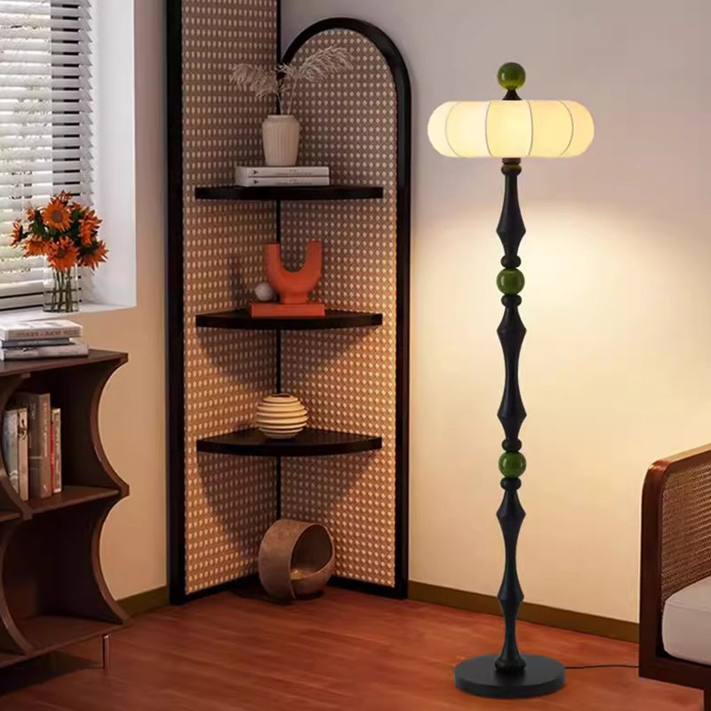 Lampe sur pied en fer et en tissu de style Mid-Century