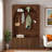 Retro Arched Hall Tree With Adjustable Shelves, Bench, Cabinets, Coat Rack And Open Shelving-1521901446
