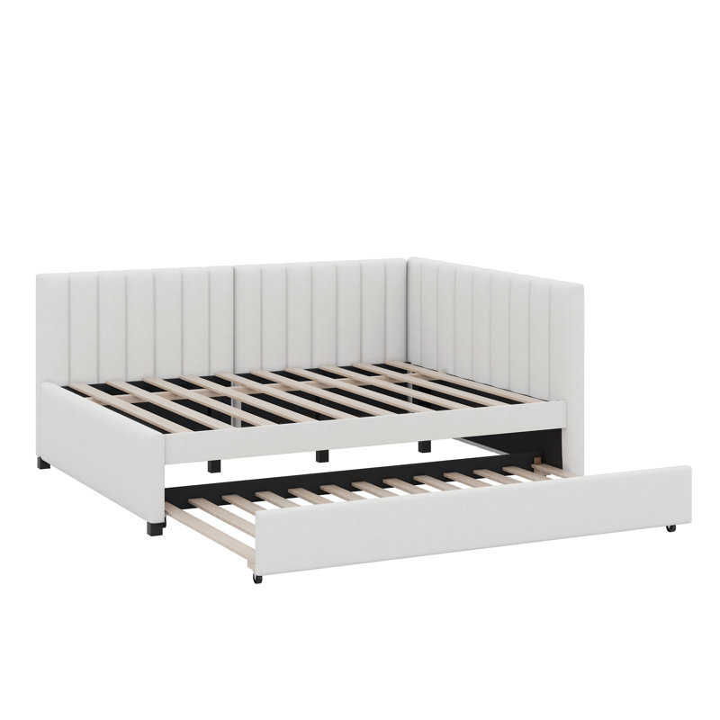 Lit de jour rembourré avec couchette, Beige