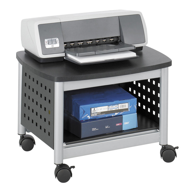 Scoot Black and Silver Steel Mobile Printer Stand