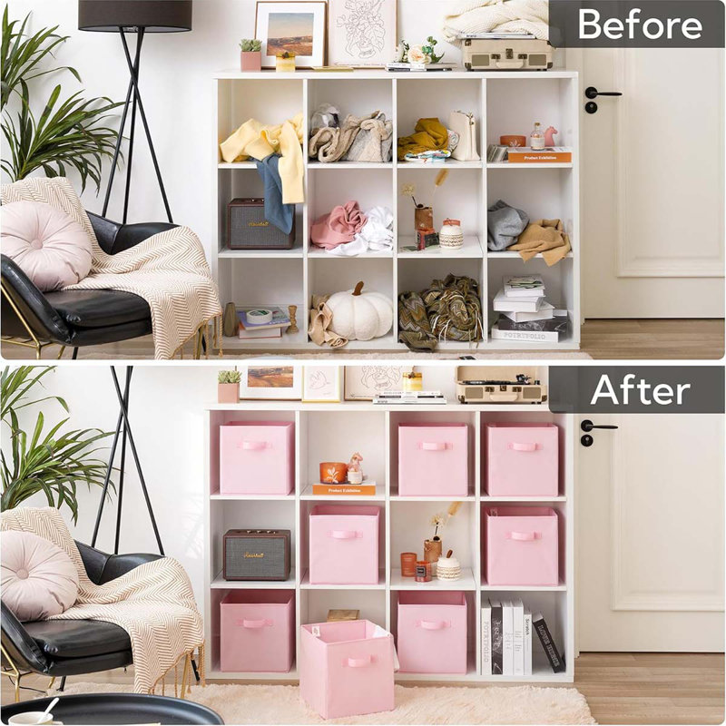 Cube Storage Bins, 11 Inch Storage Cube Organizer, Collapsible Fabric Storage Cubes With Handle, Decorative Cube Storage Organizer For Shelves, Closet, 8-Pack