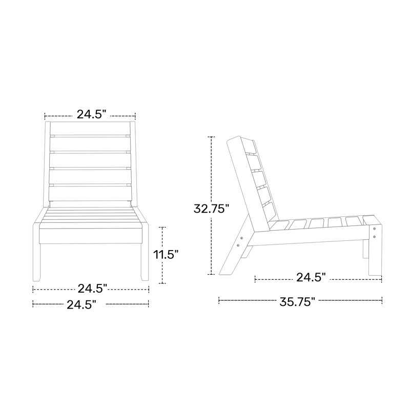 Deep Seating Armless Chair With Cushions, White, Light Brown