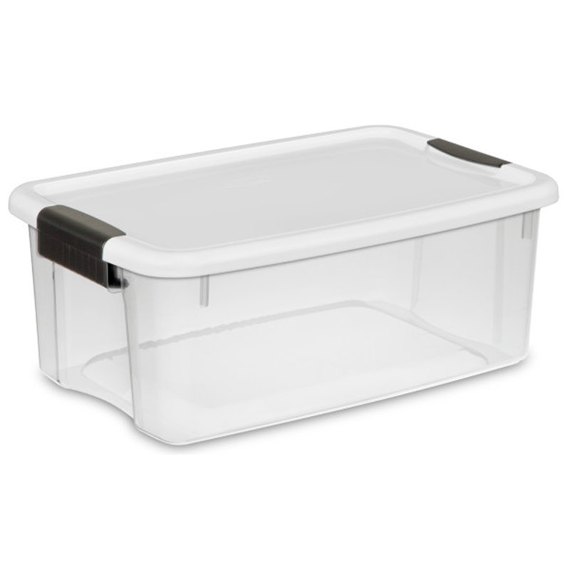 Sterilite Clear Plastic Stackable Storage Bin with White Latch Lid