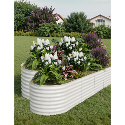 2 Pcs Raised Garden Beds Outdoor 8x2x2 ft - Galvanized Steel Planter Box for Vegetables, Flowers, Rust-Resistant Garden Box, Easy Assembly Raised Beds, Durable Planters for Outdoor Plants, Beige