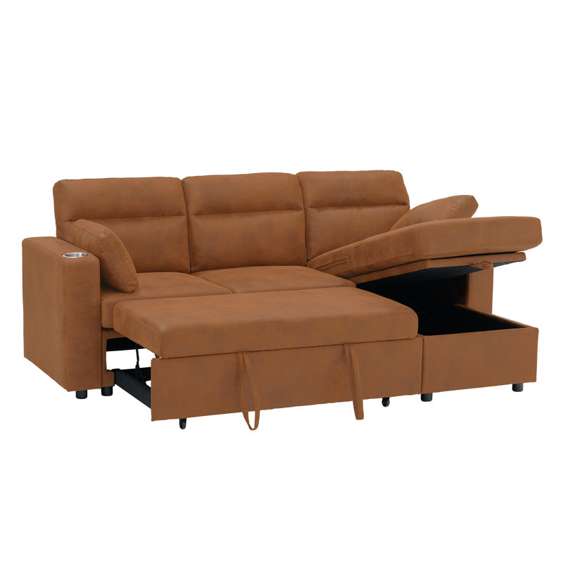 Canapé-lit modulaire convertible en L de 83 po avec méridienne coulissante avec rangement