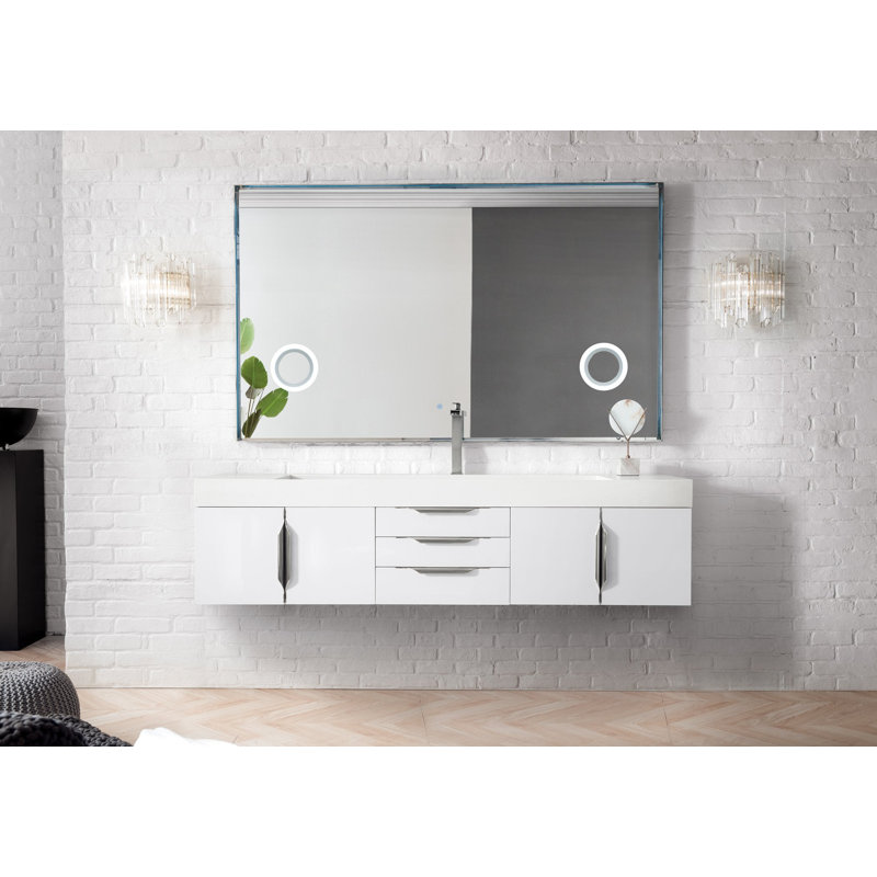Mercer Island 72'' W Single Vanity, Glossy White, Dusk Gray, Brushed Nickel