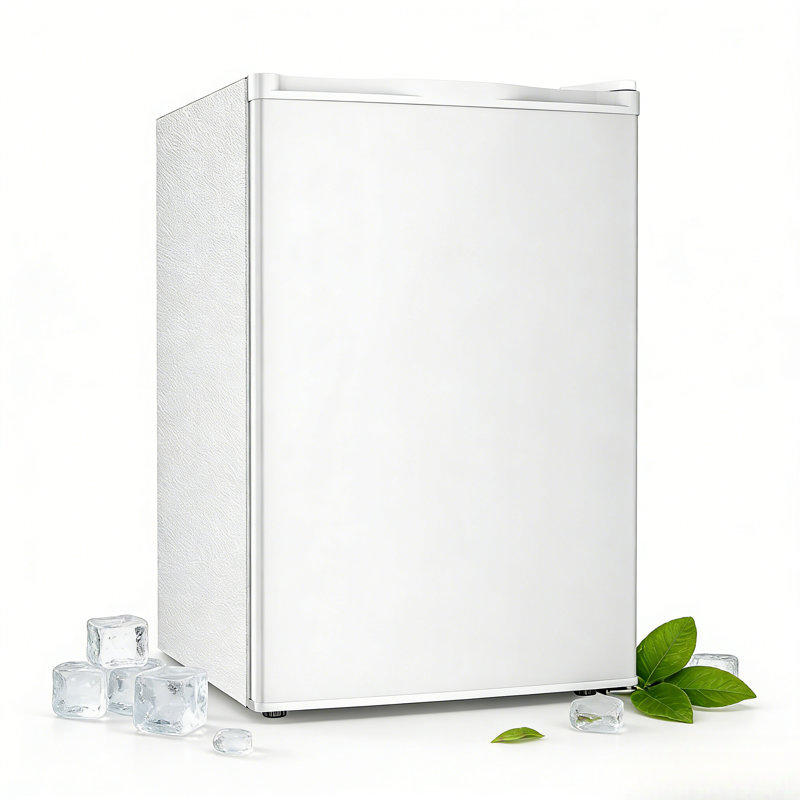4.5 Cu.ft White Dorm Fridge With Freezer: Single Reversible Door, Adjustable Thermostat, Ultra Quiet & Energy Efficient For Bedroom/Office