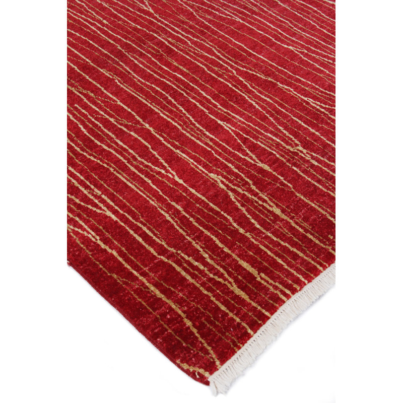 Soho hand-knotted New Zealand Wool Red Area Rug