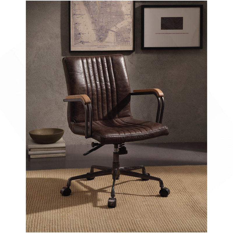 Chaise de bureau pivotante chocolat Distress