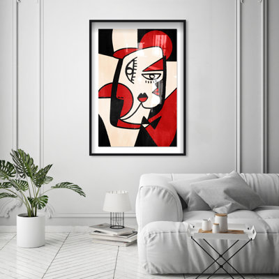 " Red And Black Abstract Female " by Oliver Gal