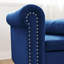 Chaise longue de salon confortable avec velours et support dans un espace de rangement caché bleu marine