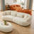 102" Curved Sectional Sofa – Beige Boucle Oversized Loveseat, Modern Bubble Couch for Living Room, No Assembly-1973879425