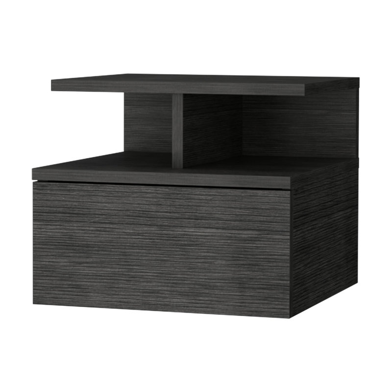 Table de chevet flottante à 2 niveaux, Gris