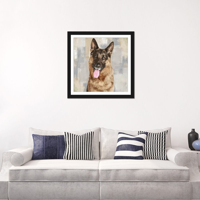 «German Shepherd», impression sur toile, Papier d'art encadré noir, Blanc, H 24 po x l 24 po x P 1 po