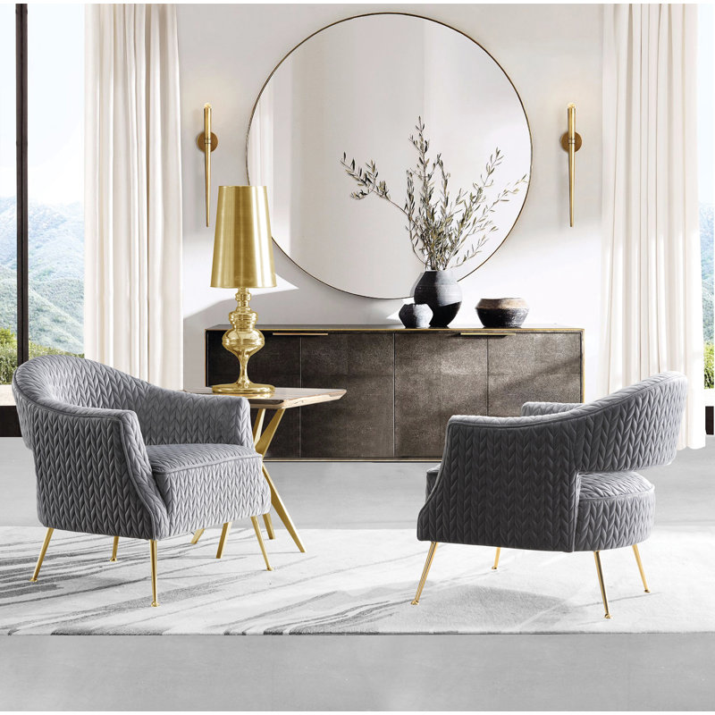Fauteuil en velours capitonné 30 po Pamala