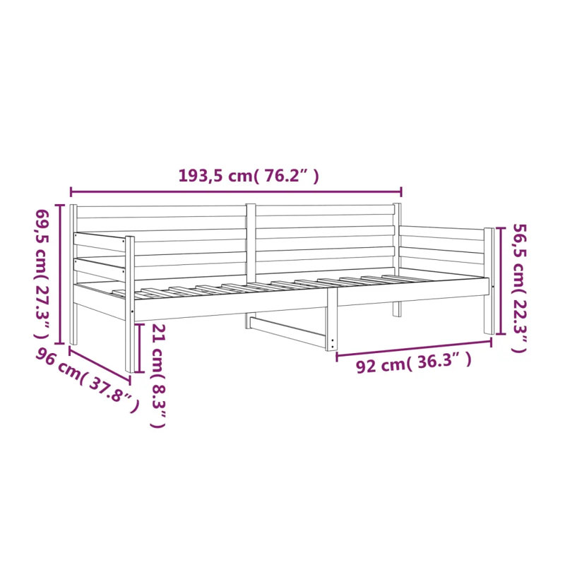 Ivymarie Solid Wood, White, 96 x 193.5 cm, 90 x 190 cm