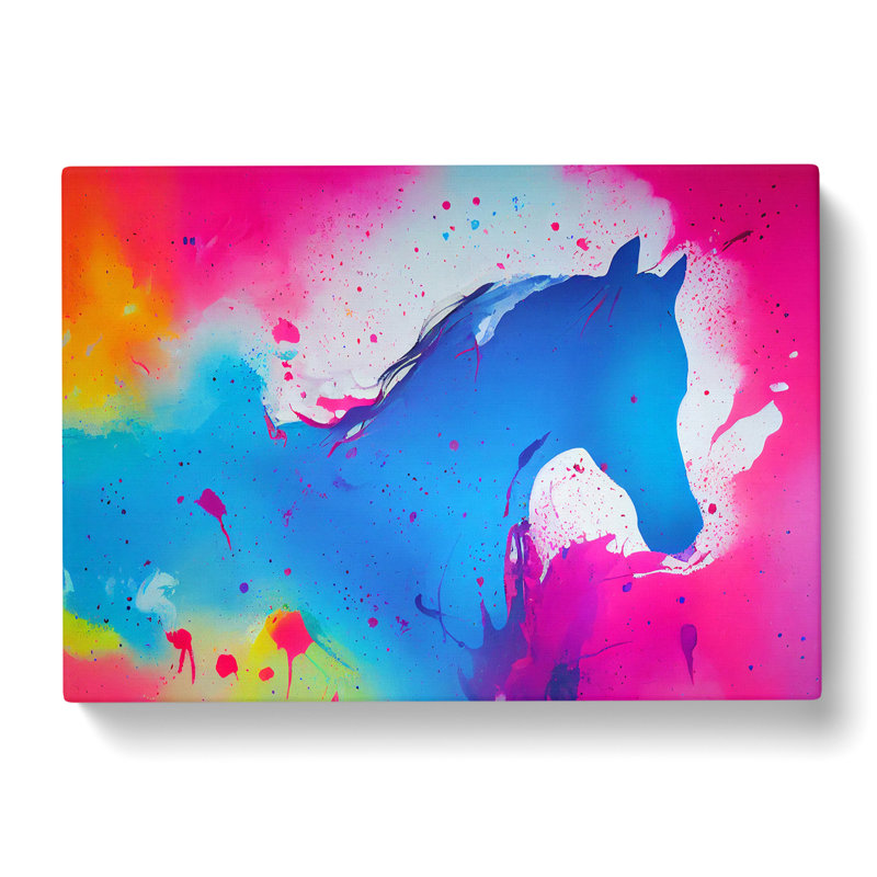 Horse Paint Splatter Abstract - Wrapped Canvas, 50cm H x 76cm W x 3cm D