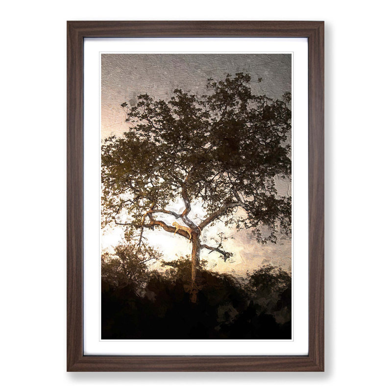 Leopard Siesta - Picture Frame Painting Print, Walnut Framed, 48cm H x 36cm W x 2cm D