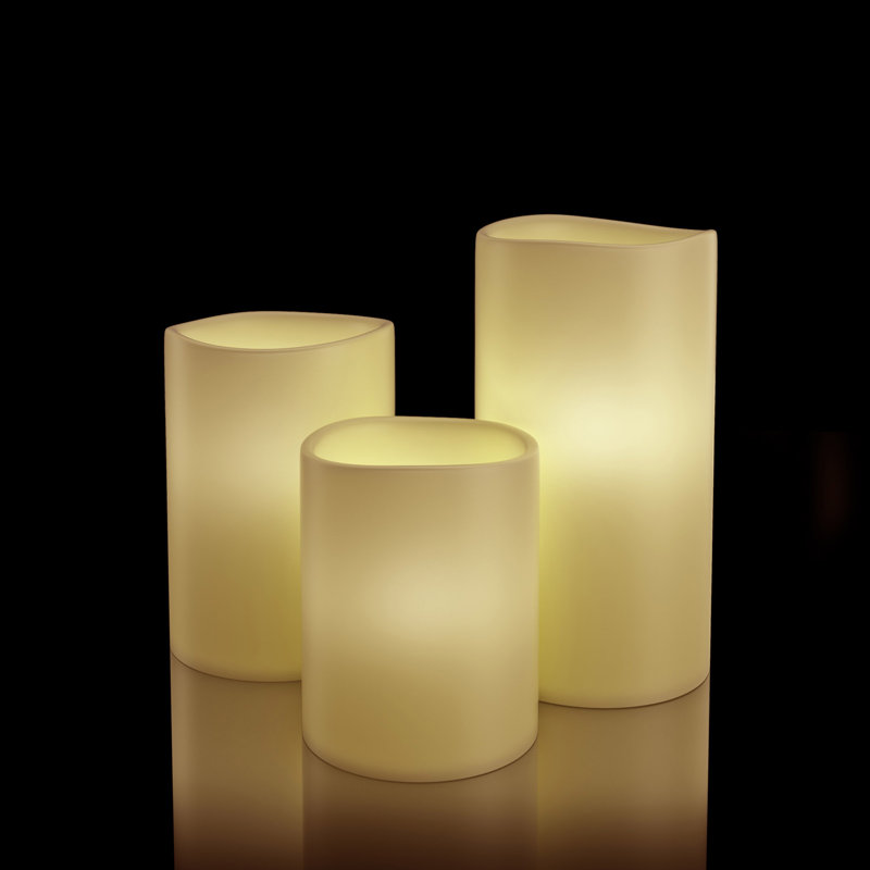 3 Piece Unscented Flameless Candle Set