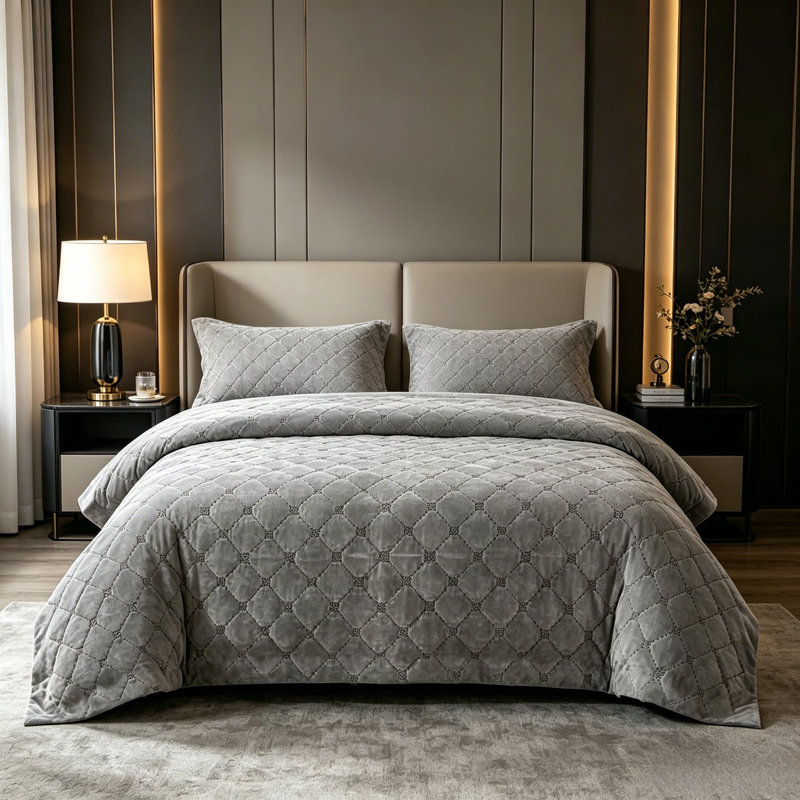 Ensemble de courtepointe 100% velours de coton,  Courtepointe très grand + taie décorative