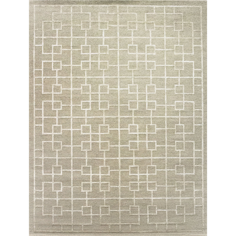 Tapis écru de haute qualité noué à la main, Rectangulaire 8 pi x 10 pi