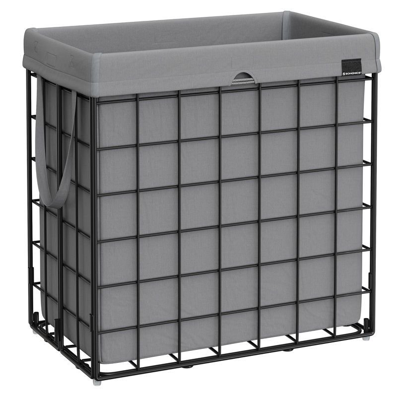 Laundry Hamper with Handles, Black/Grey, 58" H x 58" W x 33" D