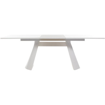 Lilyanna 100 cm Extendable Rectangular Glass Top Dining Table with Stainless Steel Base