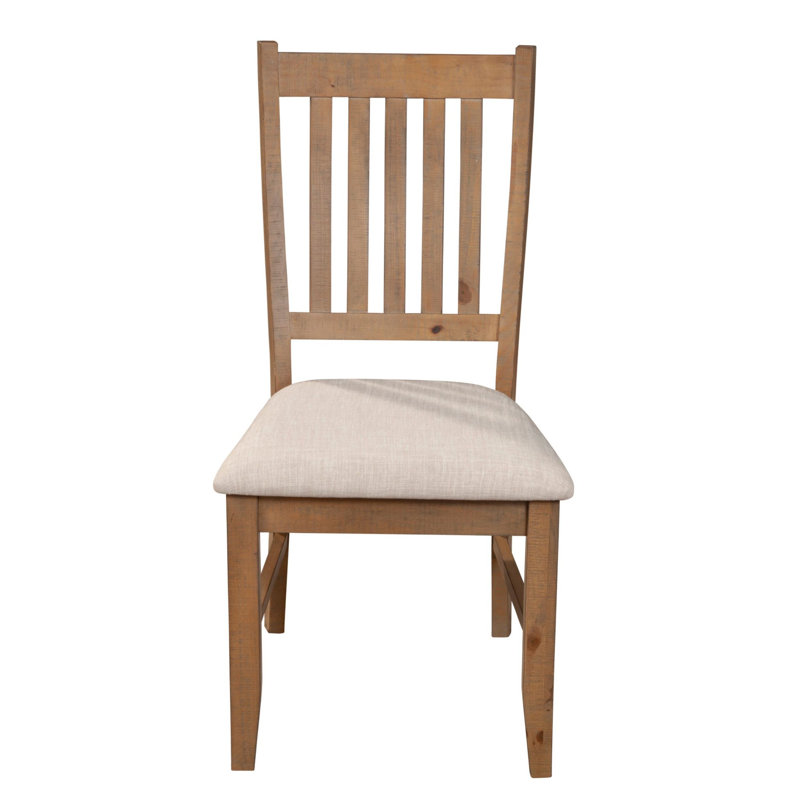 Ensemble de chaises d'appoint de salle à manger 24 pouces Tess, dossier à lattes, coussin beige, brun