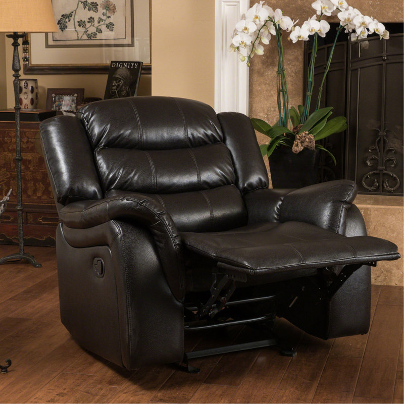 Fauteuil inclinable de conception classique, fauteuil inclinable en polyuréthane et baies noires