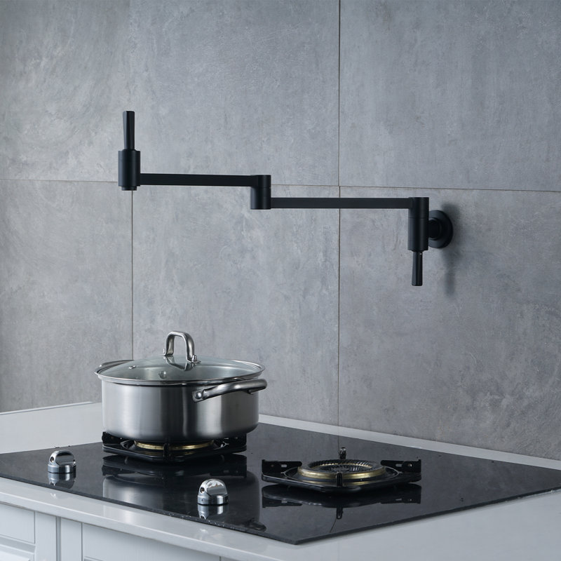 Robinet remplisseur mural avec bras articulé double articulé extensible, Noir