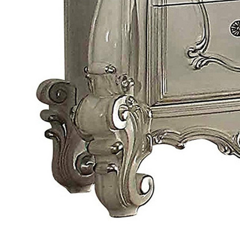 Table de chevet 2 tiroirs Carvajal, Argent argent