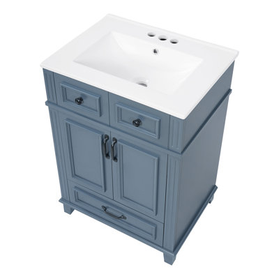 Meuble-lavabo rétro 24 po avec comptoir en céramique