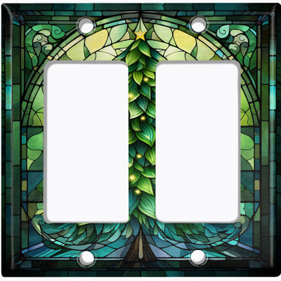 Christmas Festive Tree Lights 2 - Gang Toggle Light Switch Standard Wall Plate