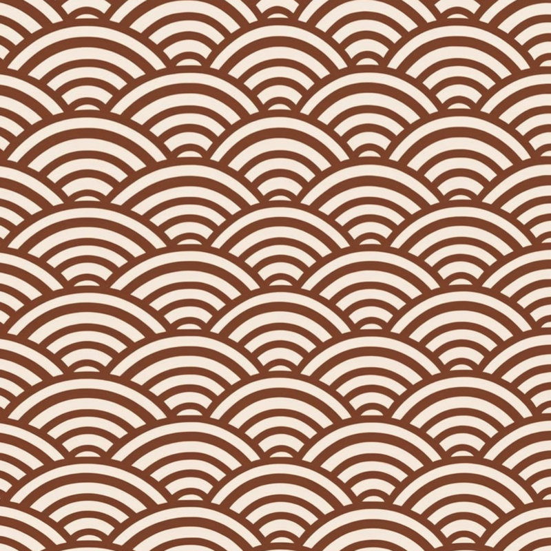 Tapis de bain à motif de vagues japonaises, L 34 po x L 21 po, Medium Beige Dark Brown