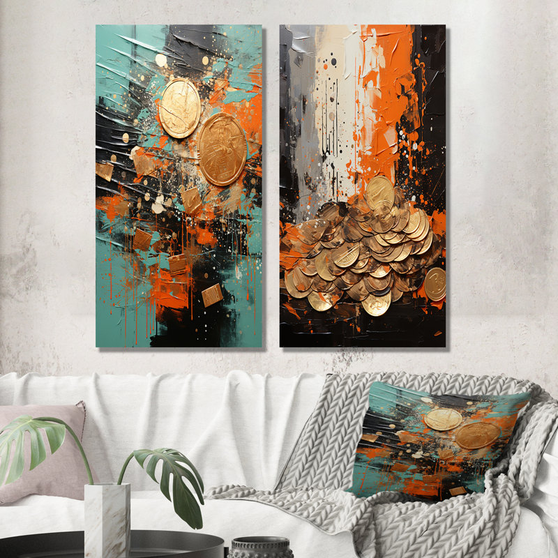Popart Dynamic Dollars - ensemble de 3 reproductions d'art abstrait en métal Popart, H 28 po x l 24 po