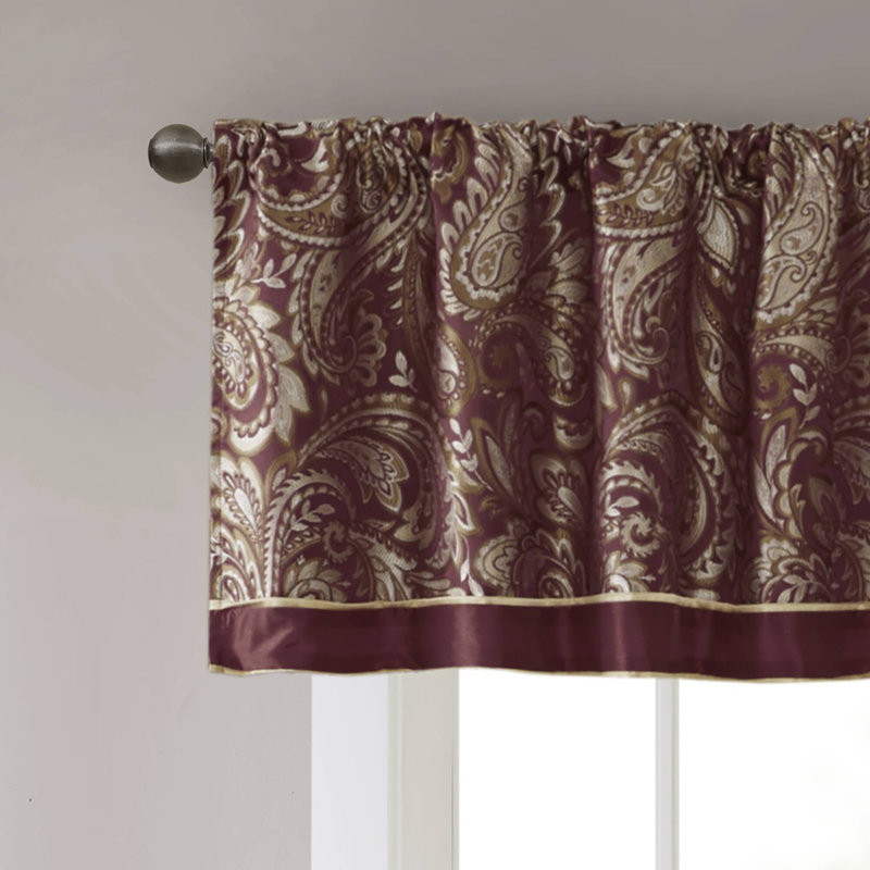 Aubrey Jacquard Single Window Valance, Burgundy