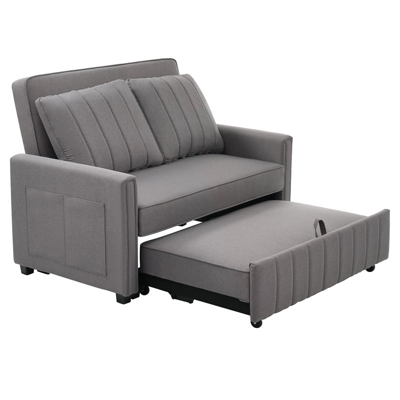 2 Seater Linen Sofa Bed, Grey