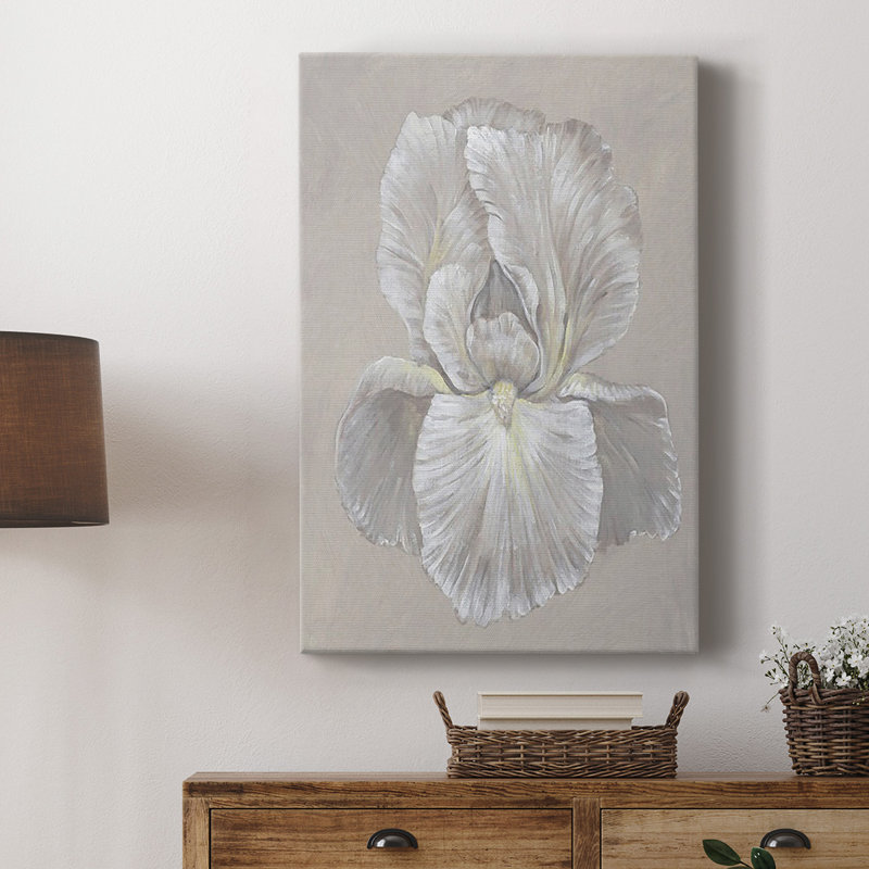 White Iris I - Toile tendue avec châssis de qualité supérieure - prête à être accrochée, H 18 po x l 12 po x P 1 po