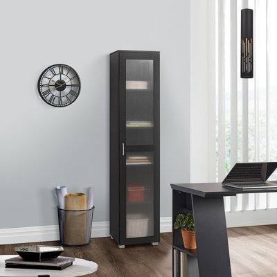 Braydan Tall Curio Storage Cabinet - Tall Bookshelf Perfect for Living Room, Kitchen, Bedroom & Office - Storage Cabinet with 5 Storage Shelving & 1 G by Wade Logan