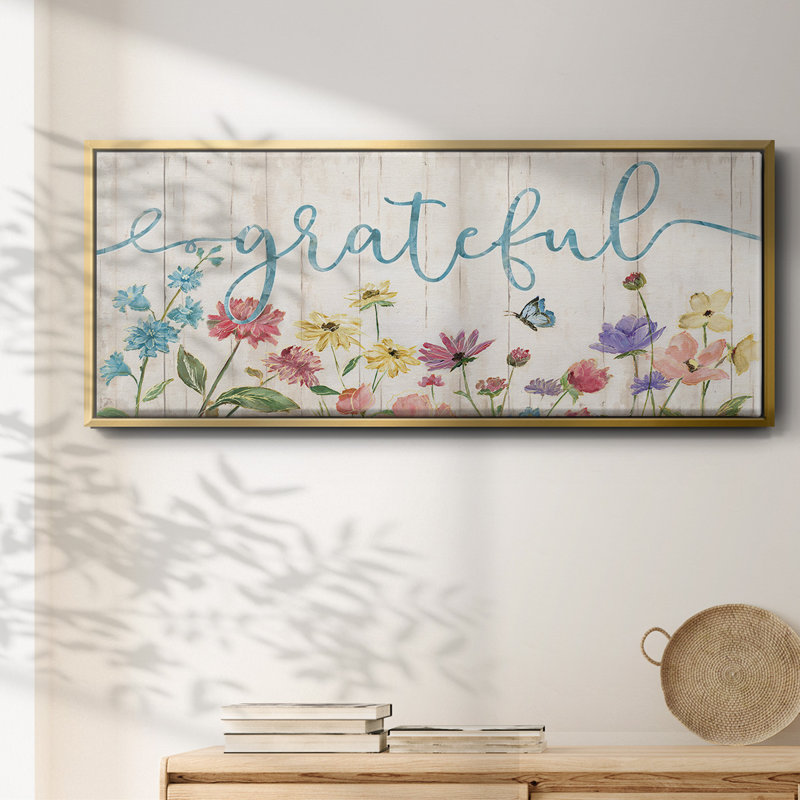 Grateful Wildflowers- Framed Canvas, 8" H x 20" W