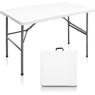 Table pliante 4 pi Table pliante robuste pour l'intérieur et l'extérieur Table de salle à manger pliante portative avec table carrée et poignée pour pique-nique, fête et camping (4 pi)