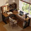 Bureau en fer massif en forme de L brun noyer + noir-295264835-295264837