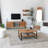 Modern Coffee Table with Metal Frame, Oak Finish, 33.5 x 15.7 x 23.6 inches | 100% Pine Solid Wood, Antibacterial, Rustproof Legs | Stylish Industrial Design for Living Room, Assembly Required-401649882