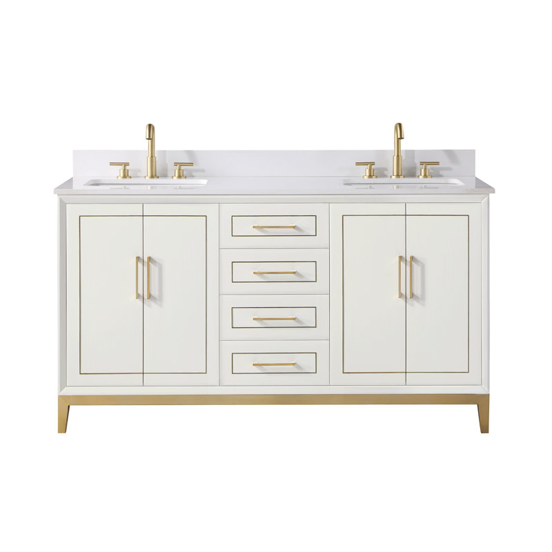 Gracie 60'' W Double Vanity, White Quartz, Satin White (Cream White)