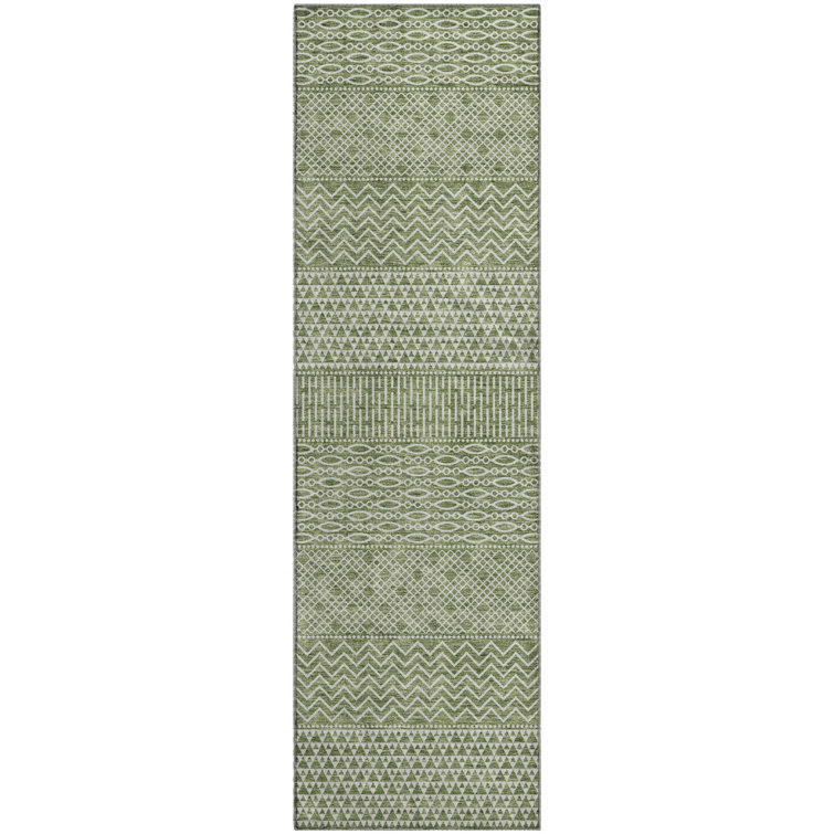 Premium Machine Washable Prisco Green Rug