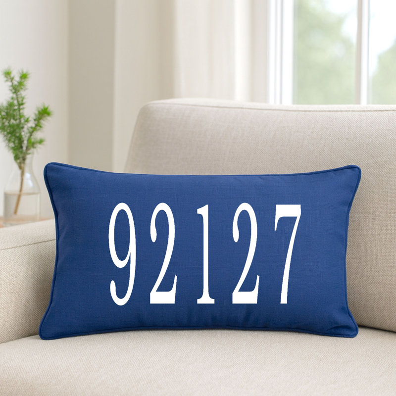 Coussin personnalisé avec code postal personnalisé, Bleu, Pillow Cover Only - No Insert, Oui