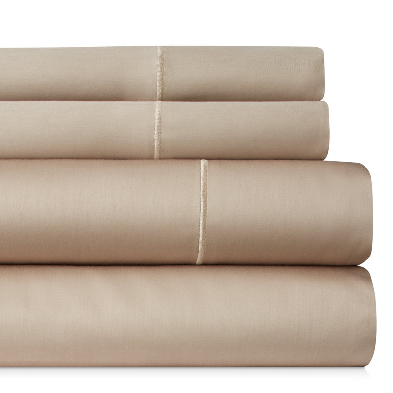 Ensemble de draps 4 pièces Bibb Home, Taupe, Ensemble de draps pour très grand lit avec deux t