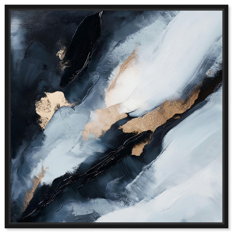 Toile «Golden Spark I» par Art Remedy, H 13 po x l 13 po, Noir, Cadre flottant